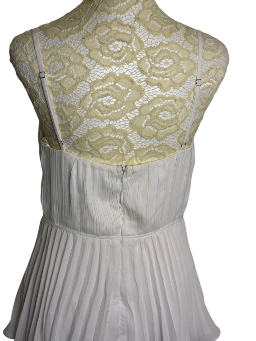 Lulus Cascading Crush Chiffon Dress Tiered Pleated Fit Flare White S - Picture 11 of 13